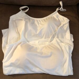 2 white camisoles with sewn-in bra pads, size xl/1x, NWOT